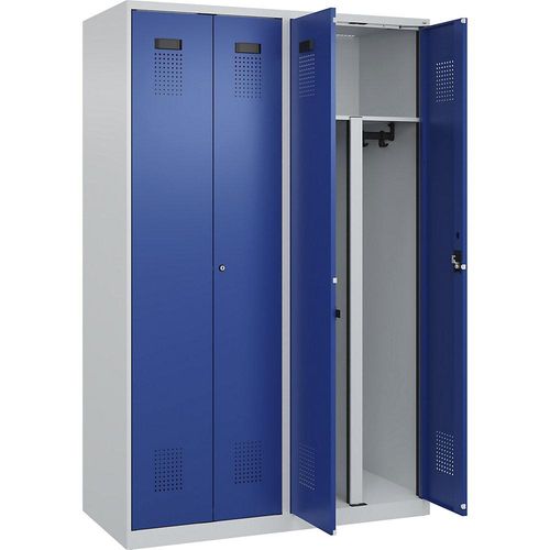 4067521974032 - Schwarz-Weiß-Spind Evolo PLUS 2 Abteile Trennwand verkürzt lichtgrau enzianblau B 1200 mm mit Bodengleitern Zylinderschloss kaiserkraft 4067521974032 - Schwarz-Weiß-Spind Evolo PLUS 2 Abteile Trennwand verkürzt lichtgrau enzianblau B 1200 mm mit Bodengleitern Zylinderschloss kaiserkraft