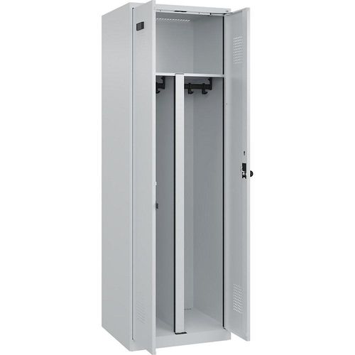 4067521939994 - Schwarz-Weiß-Spind Evolo PLUS 1 Abteil Trennwand verkürzt lichtgrau B 600 mm mit Bodengleitern Sicherheits-Drehriegel kaiserkraft 4067521939994 - Schwarz-Weiß-Spind Evolo PLUS 1 Abteil Trennwand verkürzt lichtgrau B 600 mm mit Bodengleitern Sicherheits-Drehriegel kaiserkraft