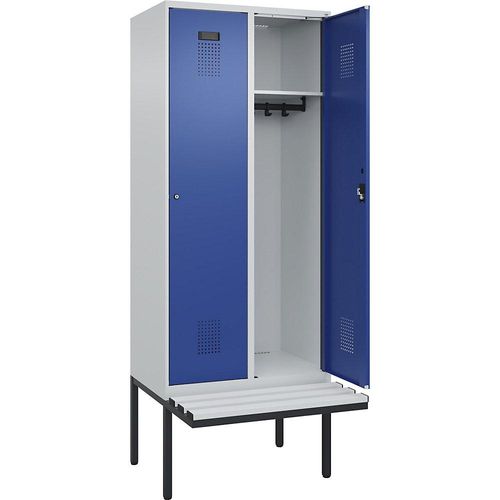 4068192388326 - Spind Evolo PLUS Sitzbank 2 Abteile lichtgrau enzianblau B 800 mm Zylinderschloss mit auskragender Sitzbank Kunststoff kaiserkraft 4068192388326 - Spind Evolo PLUS Sitzbank 2 Abteile lichtgrau enzianblau B 800 mm Zylinderschloss mit auskragender Sitzbank Kunststoff kaiserkraft