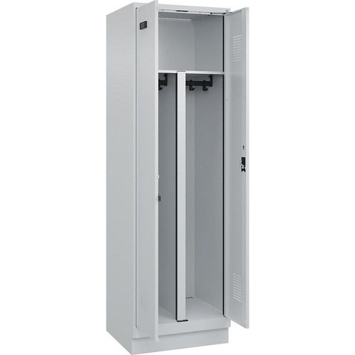 4067521994382 - Schwarz-Weiß-Spind Evolo PLUS 1 Abteil Trennwand verkürzt lichtgrau B 600 mm mit Bodensockel Zylinderschloss kaiserkraft 4067521994382 - Schwarz-Weiß-Spind Evolo PLUS 1 Abteil Trennwand verkürzt lichtgrau B 600 mm mit Bodensockel Zylinderschloss kaiserkraft