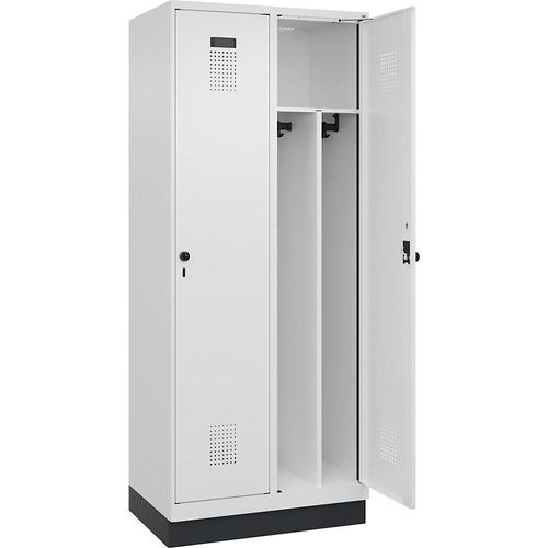 4067521948620 - Schwarz-Weiß-Spind Evolo PLUS schmal 2 Abteile Trennwand verkürzt weiß B 800 mm mit Bodensockel Sicherheits-Drehriegel kaiserkraft 4067521948620 - Schwarz-Weiß-Spind Evolo PLUS schmal 2 Abteile Trennwand verkürzt weiß B 800 mm mit Bodensockel Sicherheits-Drehriegel kaiserkraft