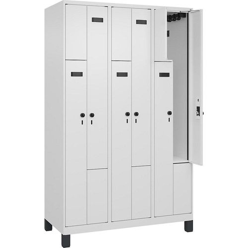 4068192652434 - Z-Spind Evolo PLUS 3 Abteile weiß B 1200 mm 6 Fächer mit breiten Füßen Sicherheits-Drehriegel kaiserkraft