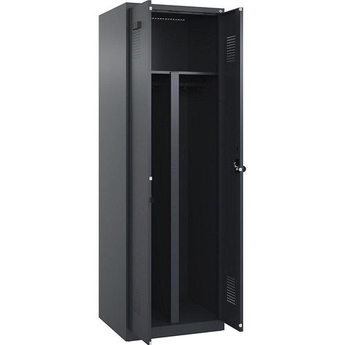 4067521943533 - Schwarz-Weiß-Spind Evolo PLUS 1 Abteil Trennwand verkürzt grau B 600 mm mit Bodengleitern Sicherheits-Drehriegel kaiserkraft 4067521943533 - Schwarz-Weiß-Spind Evolo PLUS 1 Abteil Trennwand verkürzt grau B 600 mm mit Bodengleitern Sicherheits-Drehriegel kaiserkraft