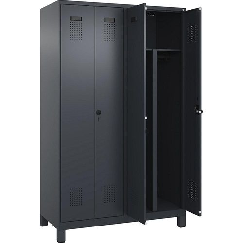 4067521943878 - Schwarz-Weiß-Spind Evolo PLUS 2 Abteile Trennwand verkürzt grau B 1200 mm mit breiten Füßen Sicherheits-Drehriegel kaiserkraft 4067521943878 - Schwarz-Weiß-Spind Evolo PLUS 2 Abteile Trennwand verkürzt grau B 1200 mm mit breiten Füßen Sicherheits-Drehriegel kaiserkraft