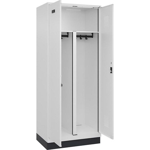 4068192029366 - Schwarz-Weiß-Spind Evolo PLUS 1 Abteil Trennwand verkürzt weiß B 800 mm mit Bodensockel Zylinderschloss kaiserkraft 4068192029366 - Schwarz-Weiß-Spind Evolo PLUS 1 Abteil Trennwand verkürzt weiß B 800 mm mit Bodensockel Zylinderschloss kaiserkraft