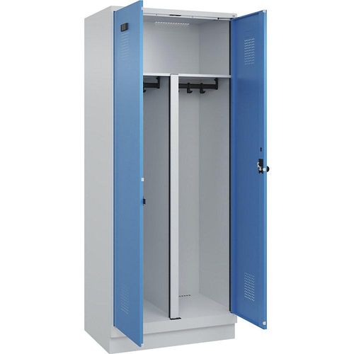 4067521933534 - Schwarz-Weiß-Spind Evolo PLUS 1 Abteil Trennwand verkürzt lichtgrau lichtblau B 800 mm mit Bodensockel Sicherheits-Drehriegel kaiserkraft 4067521933534 - Schwarz-Weiß-Spind Evolo PLUS 1 Abteil Trennwand verkürzt lichtgrau lichtblau B 800 mm mit Bodensockel Sicherheits-Drehriegel kaiserkraft