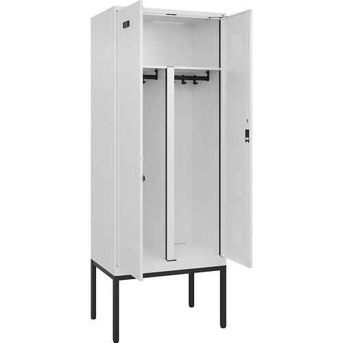 4068192303145 - Schwarz-Weiß-Spind Evolo PLUS 1 Abteil Trennwand verkürzt weiß B 800 mm mit schmalen Füßen Zylinderschloss kaiserkraft