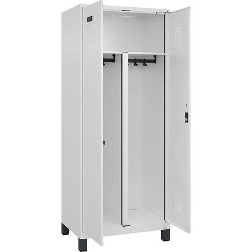 4068192019466 - Schwarz-Weiß-Spind Evolo PLUS 1 Abteil Trennwand verkürzt weiß B 800 mm mit breiten Füßen Zylinderschloss kaiserkraft