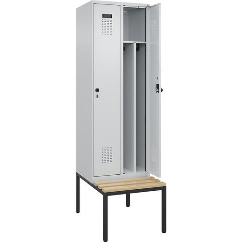 4068192197522 - Schwarz-Weiß-Spind Evolo PLUS Sitzbank schmal 2 Abteile Trennwand verkürzt lichtgrau lichtgrau B 600 mm Sicherheits-Drehriegel mit untergebauter Sitzbank Buche kaiserkraft 4068192197522 - Schwarz-Weiß-Spind Evolo PLUS Sitzbank schmal 2 Abteile Trennwand verkürzt lichtgrau lichtgrau B 600 mm Sicherheits-Drehriegel mit untergebauter Sitzbank Buche kaiserkraft