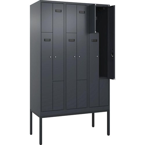 4068192988502 - Z-Spind Evolo PLUS 3 Abteile grau B 1200 mm 6 Fächer mit schmalen Füßen Zylinderschloss kaiserkraft