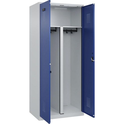 4067521973998 - Schwarz-Weiß-Spind Evolo PLUS 1 Abteil Trennwand verkürzt lichtgrau enzianblau B 800 mm mit Bodengleitern Zylinderschloss kaiserkraft 4067521973998 - Schwarz-Weiß-Spind Evolo PLUS 1 Abteil Trennwand verkürzt lichtgrau enzianblau B 800 mm mit Bodengleitern Zylinderschloss kaiserkraft