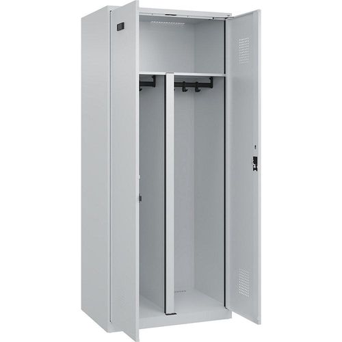 4068192109426 - Schwarz-Weiß-Spind Evolo PLUS 1 Abteil Trennwand verkürzt lichtgrau B 800 mm mit Bodengleitern Zylinderschloss kaiserkraft 4068192109426 - Schwarz-Weiß-Spind Evolo PLUS 1 Abteil Trennwand verkürzt lichtgrau B 800 mm mit Bodengleitern Zylinderschloss kaiserkraft