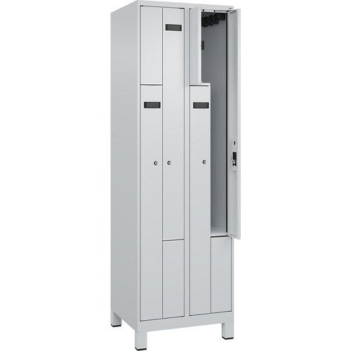 4068192702269 - Z-Spind Evolo PLUS 2 Abteile lichtgrau B 600 mm 4 Fächer mit breiten Füßen Zylinderschloss kaiserkraft