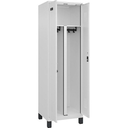 4068192019190 - Schwarz-Weiß-Spind Evolo PLUS 1 Abteil Trennwand verkürzt weiß B 600 mm mit breiten Füßen Zylinderschloss kaiserkraft