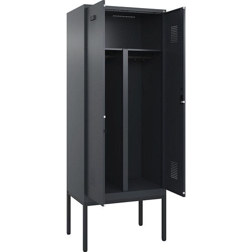 4068192287049 - Schwarz-Weiß-Spind Evolo PLUS 1 Abteil Trennwand verkürzt grau B 800 mm mit schmalen Füßen Zylinderschloss kaiserkraft 4068192287049 - Schwarz-Weiß-Spind Evolo PLUS 1 Abteil Trennwand verkürzt grau B 800 mm mit schmalen Füßen Zylinderschloss kaiserkraft