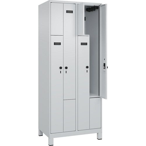 4068192602019 - Z-Spind Evolo PLUS 2 Abteile lichtgrau B 800 mm 4 Fächer mit breiten Füßen Sicherheits-Drehriegel kaiserkraft 4068192602019 - Z-Spind Evolo PLUS 2 Abteile lichtgrau B 800 mm 4 Fächer mit breiten Füßen Sicherheits-Drehriegel kaiserkraft