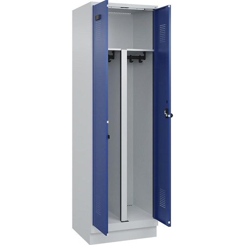 4067521932346 - Schwarz-Weiß-Spind Evolo PLUS 1 Abteil Trennwand verkürzt lichtgrau enzianblau B 600 mm mit Bodensockel Sicherheits-Drehriegel kaiserkraft 4067521932346 - Schwarz-Weiß-Spind Evolo PLUS 1 Abteil Trennwand verkürzt lichtgrau enzianblau B 600 mm mit Bodensockel Sicherheits-Drehriegel kaiserkraft