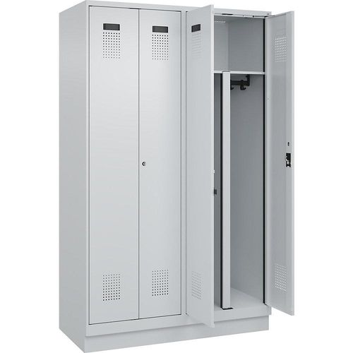 4067521994924 - Schwarz-Weiß-Spind Evolo PLUS 2 Abteile Trennwand verkürzt lichtgrau B 1200 mm mit Bodensockel Zylinderschloss kaiserkraft 4067521994924 - Schwarz-Weiß-Spind Evolo PLUS 2 Abteile Trennwand verkürzt lichtgrau B 1200 mm mit Bodensockel Zylinderschloss kaiserkraft