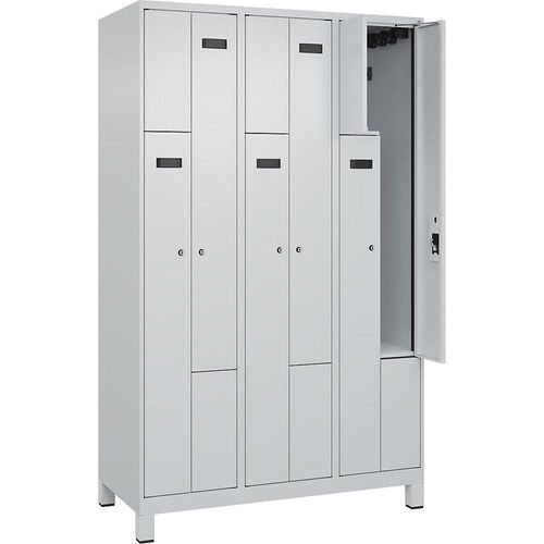 4068192702443 - Z-Spind Evolo PLUS 3 Abteile lichtgrau B 1200 mm 6 Fächer mit breiten Füßen Zylinderschloss kaiserkraft