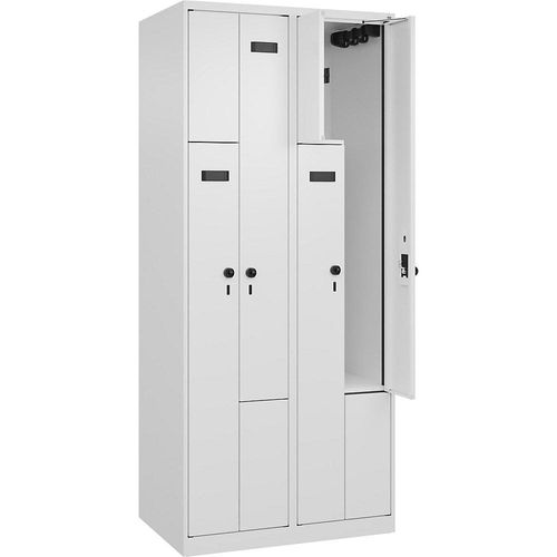 4068192655503 - Z-Spind Evolo PLUS 2 Abteile weiß B 800 mm 4 Fächer mit Bodengleitern Sicherheits-Drehriegel kaiserkraft 4068192655503 - Z-Spind Evolo PLUS 2 Abteile weiß B 800 mm 4 Fächer mit Bodengleitern Sicherheits-Drehriegel kaiserkraft