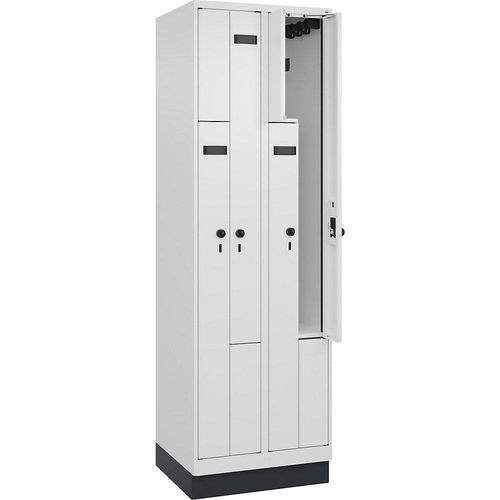 4068192652342 - Z-Spind Evolo PLUS 2 Abteile weiß B 600 mm 4 Fächer mit Bodensockel Sicherheits-Drehriegel kaiserkraft