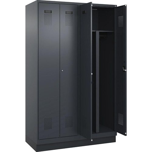 4067521994955 - Schwarz-Weiß-Spind Evolo PLUS 2 Abteile Trennwand verkürzt grau B 1200 mm mit Bodensockel Zylinderschloss kaiserkraft 4067521994955 - Schwarz-Weiß-Spind Evolo PLUS 2 Abteile Trennwand verkürzt grau B 1200 mm mit Bodensockel Zylinderschloss kaiserkraft