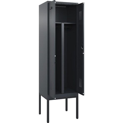 4068192286844 - Schwarz-Weiß-Spind Evolo PLUS 1 Abteil Trennwand verkürzt grau B 600 mm mit schmalen Füßen Zylinderschloss kaiserkraft 4068192286844 - Schwarz-Weiß-Spind Evolo PLUS 1 Abteil Trennwand verkürzt grau B 600 mm mit schmalen Füßen Zylinderschloss kaiserkraft