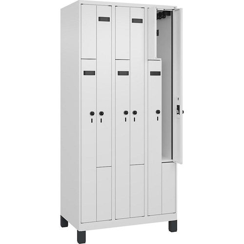 4068192652281 - Z-Spind Evolo PLUS 3 Abteile weiß B 900 mm 6 Fächer mit breiten Füßen Sicherheits-Drehriegel kaiserkraft