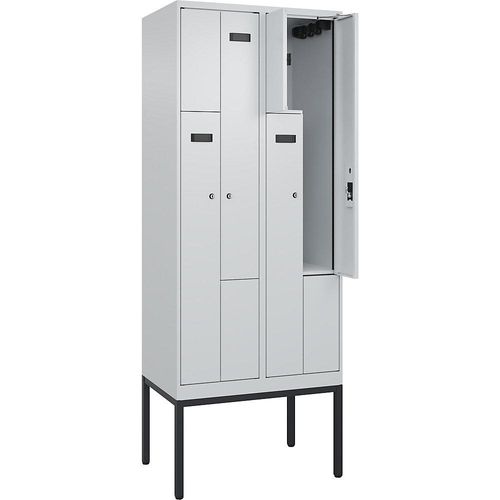 4068192977865 - Z-Spind Evolo PLUS 2 Abteile lichtgrau B 800 mm 4 Fächer mit schmalen Füßen Zylinderschloss kaiserkraft