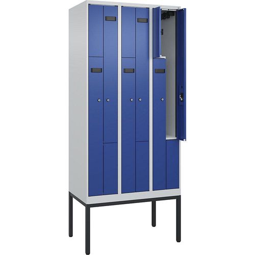 4068192972020 - Z-Spind Evolo PLUS 3 Abteile lichtgrau enzianblau B 900 mm 6 Fächer mit schmalen Füßen Zylinderschloss kaiserkraft 4068192972020 - Z-Spind Evolo PLUS 3 Abteile lichtgrau enzianblau B 900 mm 6 Fächer mit schmalen Füßen Zylinderschloss kaiserkraft