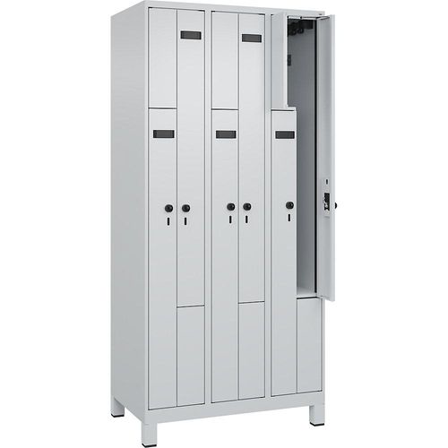 4068192601791 - Z-Spind Evolo PLUS 3 Abteile lichtgrau B 900 mm 6 Fächer mit breiten Füßen Sicherheits-Drehriegel kaiserkraft