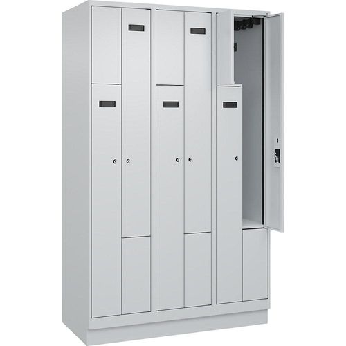 4068192702504 - Z-Spind Evolo PLUS 3 Abteile lichtgrau B 1200 mm 6 Fächer mit Bodensockel Zylinderschloss kaiserkraft