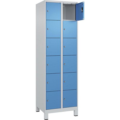 4068192013488 - 6er-Schließfachschrank Evolo PLUS 2 Abteile lichtgrau lichtblau B 600 mm 12 Fächer mit breiten Füßen Zylinderschloss kaiserkraft 4068192013488 - 6er-Schließfachschrank Evolo PLUS 2 Abteile lichtgrau lichtblau B 600 mm 12 Fächer mit breiten Füßen Zylinderschloss kaiserkraft