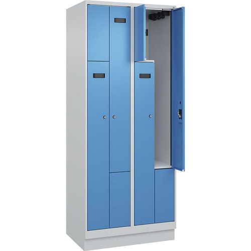 4068192681816 - Z-Spind Evolo PLUS 2 Abteile lichtgrau lichtblau B 800 mm 4 Fächer mit Bodensockel Zylinderschloss kaiserkraft 4068192681816 - Z-Spind Evolo PLUS 2 Abteile lichtgrau lichtblau B 800 mm 4 Fächer mit Bodensockel Zylinderschloss kaiserkraft