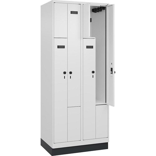 4068192652489 - Z-Spind Evolo PLUS 2 Abteile weiß B 800 mm 4 Fächer mit Bodensockel Sicherheits-Drehriegel kaiserkraft