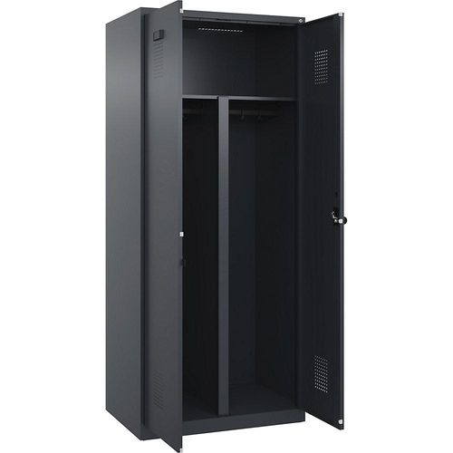 4067521943588 - Schwarz-Weiß-Spind Evolo PLUS 1 Abteil Trennwand verkürzt grau B 800 mm mit Bodengleitern Sicherheits-Drehriegel kaiserkraft 4067521943588 - Schwarz-Weiß-Spind Evolo PLUS 1 Abteil Trennwand verkürzt grau B 800 mm mit Bodengleitern Sicherheits-Drehriegel kaiserkraft