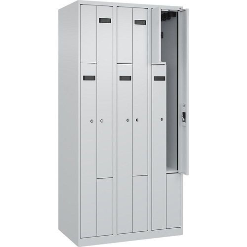 4068192831310 - Z-Spind Evolo PLUS 3 Abteile lichtgrau B 900 mm 6 Fächer mit Bodengleitern Zylinderschloss kaiserkraft