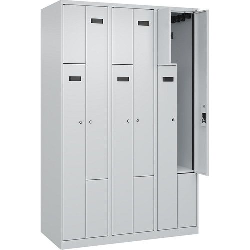 4068192831327 - Z-Spind Evolo PLUS 3 Abteile lichtgrau B 1200 mm 6 Fächer mit Bodengleitern Zylinderschloss kaiserkraft