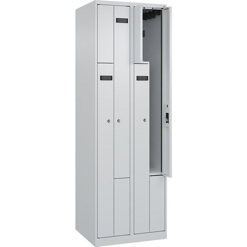 4068192831297 - Z-Spind Evolo PLUS 2 Abteile lichtgrau B 600 mm 4 Fächer mit Bodengleitern Zylinderschloss kaiserkraft