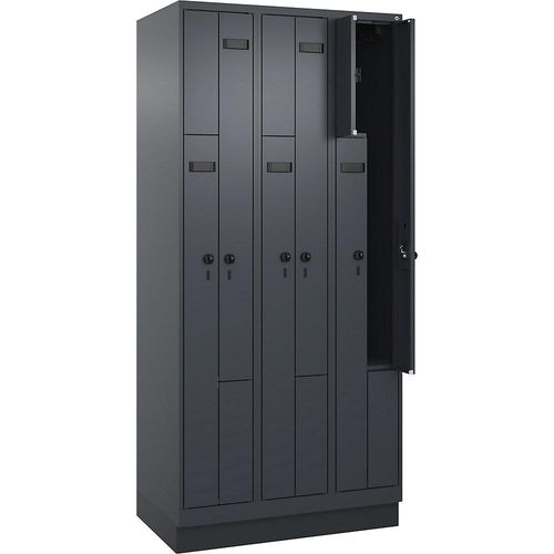 4068192626022 - Z-Spind Evolo PLUS 3 Abteile grau B 900 mm 6 Fächer mit Bodensockel Sicherheits-Drehriegel kaiserkraft