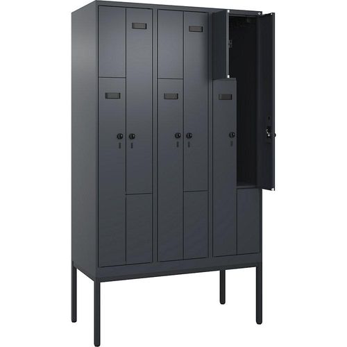 4068192922025 - Z-Spind Evolo PLUS 3 Abteile grau B 1200 mm 6 Fächer mit schmalen Füßen Sicherheits-Drehriegel kaiserkraft