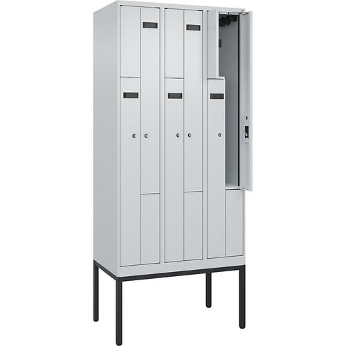 4068192976448 - Z-Spind Evolo PLUS 3 Abteile lichtgrau B 900 mm 6 Fächer mit schmalen Füßen Zylinderschloss kaiserkraft