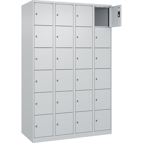 4068192008866 - 6er-Schließfachschrank Evolo PLUS 4 Abteile lichtgrau B 1200 mm 24 Fächer mit Bodengleitern Zylinderschloss kaiserkraft 4068192008866 - 6er-Schließfachschrank Evolo PLUS 4 Abteile lichtgrau B 1200 mm 24 Fächer mit Bodengleitern Zylinderschloss kaiserkraft