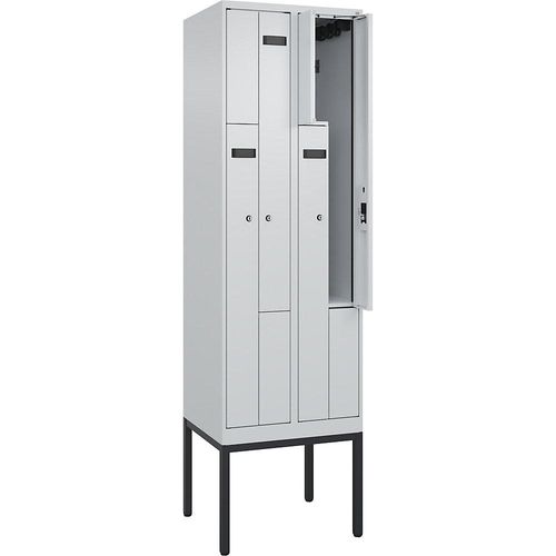 4068192975861 - Z-Spind Evolo PLUS 2 Abteile lichtgrau B 600 mm 4 Fächer mit schmalen Füßen Zylinderschloss kaiserkraft