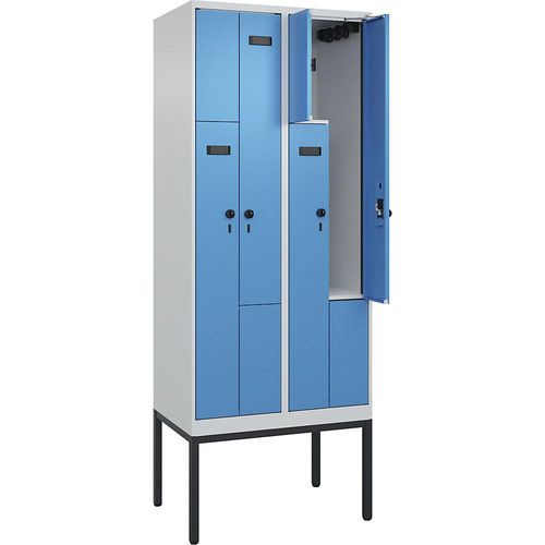 4068192931843 - Z-Spind Evolo PLUS 2 Abteile lichtgrau   lichtblau B 800 mm 4 Fächer mit schmalen Füßen Sicherheits-Drehriegel kaiserkraft