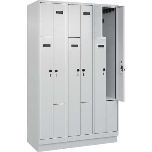 4068192602132 - Z-Spind Evolo PLUS 3 Abteile lichtgrau B 1200 mm 6 Fächer mit Bodensockel Sicherheits-Drehriegel kaiserkraft