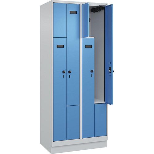 4068192565604 - Z-Spind Evolo PLUS 2 Abteile lichtgrau lichtblau B 800 mm 4 Fächer mit Bodensockel Sicherheits-Drehriegel kaiserkraft 4068192565604 - Z-Spind Evolo PLUS 2 Abteile lichtgrau lichtblau B 800 mm 4 Fächer mit Bodensockel Sicherheits-Drehriegel kaiserkraft