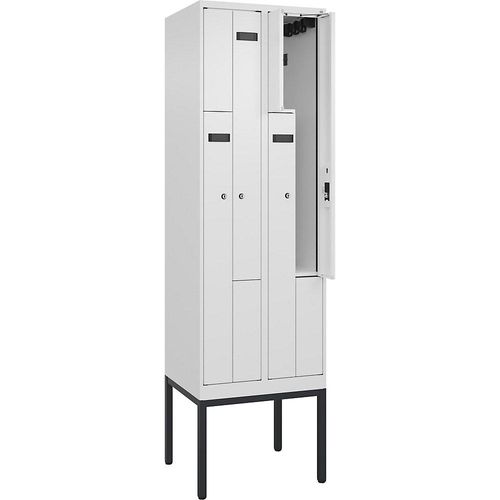 4068192996101 - Z-Spind Evolo PLUS 2 Abteile weiß B 600 mm 4 Fächer mit schmalen Füßen Zylinderschloss kaiserkraft