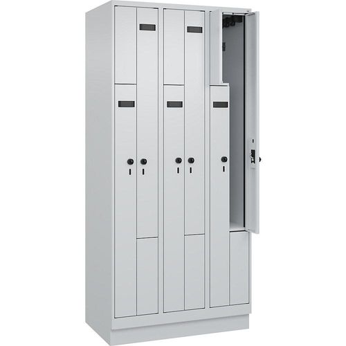 4068192601913 - Z-Spind Evolo PLUS 3 Abteile lichtgrau B 900 mm 6 Fächer mit Bodensockel Sicherheits-Drehriegel kaiserkraft
