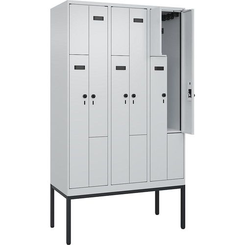 4068192910671 - Z-Spind Evolo PLUS 3 Abteile lichtgrau B 1200 mm 6 Fächer mit schmalen Füßen Sicherheits-Drehriegel kaiserkraft